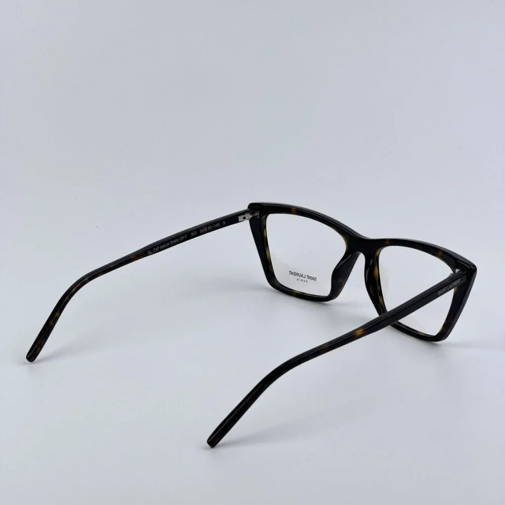 Saint Laurent SL737 MICA THIN OPT 002 BRAND NEW Eyeglasses Dark Havana Cat Eye U